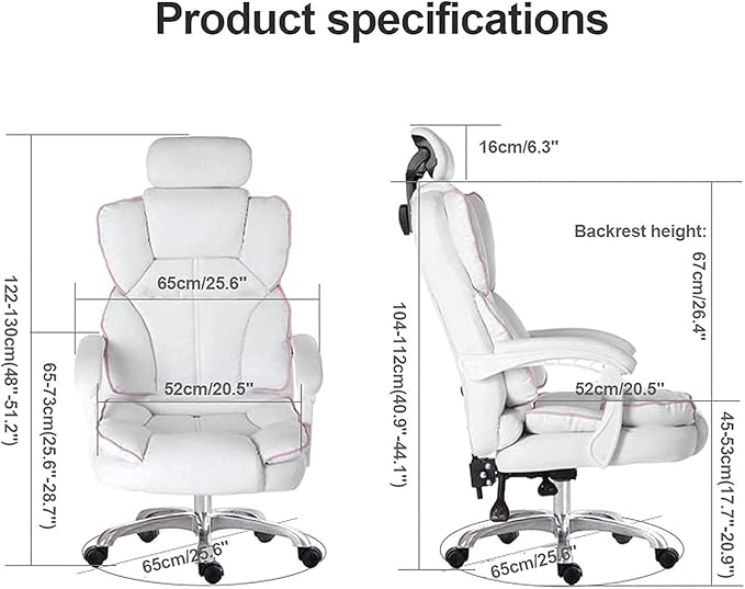 Katzowen Office Computer Chair Pink Gaming Chair for Girls Ergonomic Office Chair with Headrest Pu Leather Executive Chair Adjustable Reclining with Footrest Pink (Color : Pink)