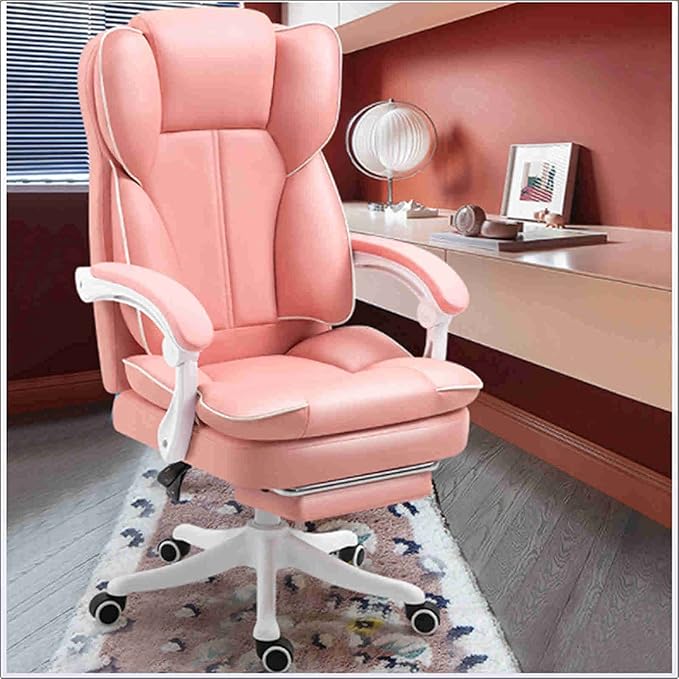 Office Computer Chair White Gaming Chairs Reclining Office Chair with Footrest with Ergonomic High Back Office Chair ?for Adults Teens Desk Chair Designed for Sedentary PeoplePink ( Color : Pink )