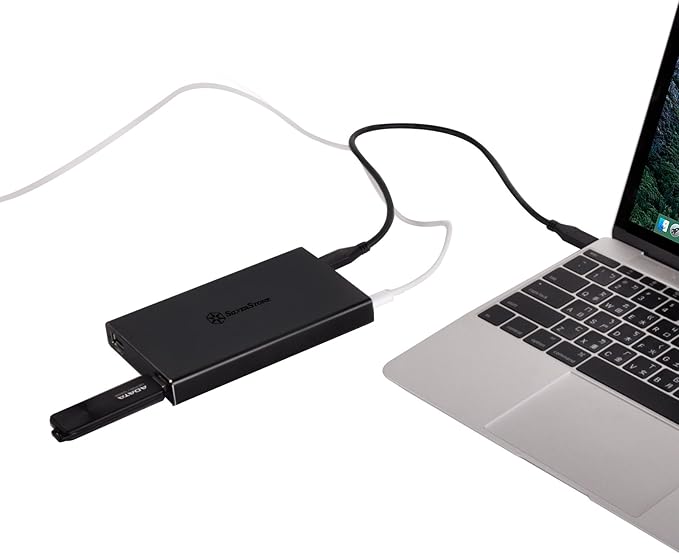 SilverStone Technology 2.5 Hard Drive / SSD Enclosure with USB 3.1 Gen 1 Type-C Port Power Delivery up to 60 Watts and USB Type-A Hub TS15B