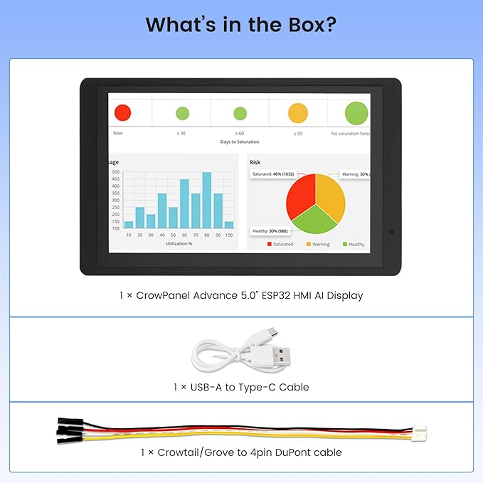 ELECROW ESP32 Display 800×480 5 HMI Advanced ESP32 IPS Touch Display with Acrylic Case Support AI Speech Interaction 32-Bit LX7 Dual-Core Processor Up to 240MHz Compatible with Arduino ESP-IDF