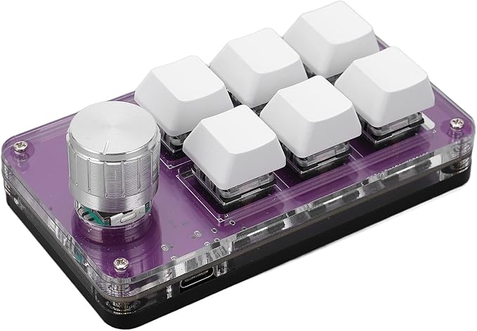 Sanpyl Mini Macro Mechanical Gaming Keyboard 6 Keys One Handed USB PC Keypad with Knob Programmable Shortcut Custom Function for for Vista