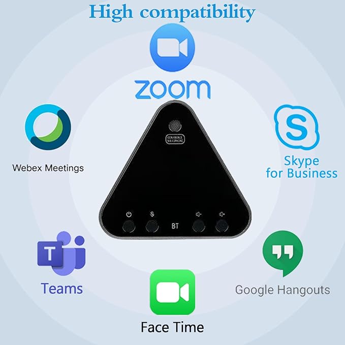 Conference Speaker and Microphone Bluetooth Speakerphone with 360° Voice Pickup USB-C Plug &amp Play Compatible with Leading Platforms for Personal Workspaces