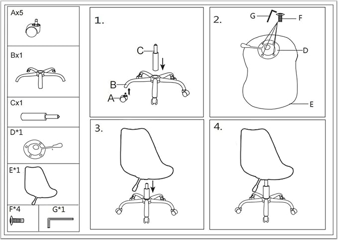 Mlaea Apartment Dining Chair Classroom Dormitory Hotel Chair with Rolling Wheels Backrest Computer Racing Gaming Chair 48 * 43 * 86-96CM(Color:#4)