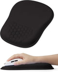 Minimalist Black Ergonomic Mouse Pad for Carpal Tunnel Pain Relief 65% Usable Mouse Area in Compact Size Memory Foam Concave Wrist Rest for Office PC Gaming