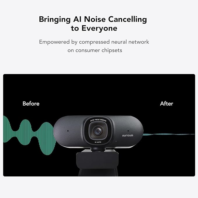 NUROUM V32AF 4K Webcam for PC Adjustable FOV Premium CMOS Autofocus Auto-Framing Noise Canceling Microphones USB Plug&ampPlay Web Camera for Desktop/Laptop/Mac Video Calls w/Zoom/Teams/Google M