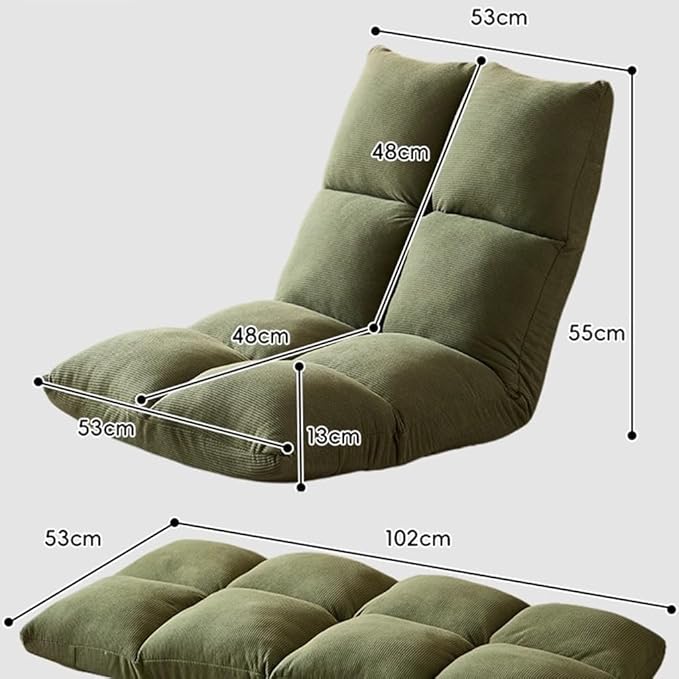 ELEFOCUS Adjustable Floor Lounger Chair - Foldable Recliner Sofa for Video Gaming 5-Position Backrest Comfortable Lazy Couch(Orange)