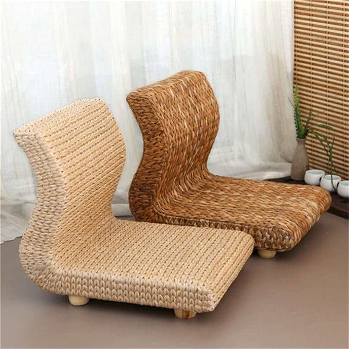 Office Chair Gaming Chair Computer Chair Handmade Rattan Legless Chair Seats Backrest Chair for Balcony Bay Window Office Living Room Bedroom (Color : Rosso Size : 37x47x35cm)