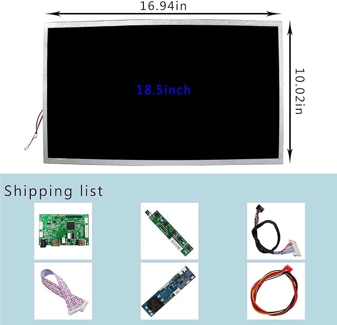 VSDISPLAY 18.5 Inch 1366x768 LCD Screen VS185DF-1000 High Brightness 1000 Nit Display Screen with USB LCD Driver Board