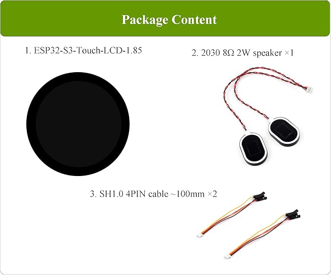 ESP32-S3 1.85inch Touch Display Development Board 360×360 IPS LCD Dual-Core Processor Up to 240MHz Audio Codec Support Offline Speech Recognition and AI Speech Interaction with 8Ω 2W Speaker
