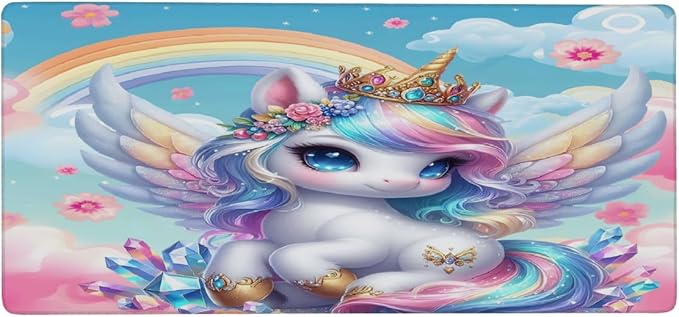 Large Mouse Mat Animal Funny Unicorn Computer Mousepad with Non-Slip Rubber Base Waterproof Mouse Pad Desktop Keyboard Pad for GamerHome School Laptop Office Accessories35.4x15.7 in