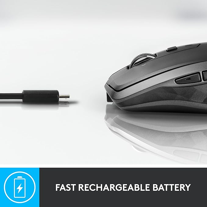 Logitech MX Anywhere 2S Bluetooth Edition Compact Wireless Mouse No USB Receiver - Use On Any Surface Hyper-Fast Scrolling Rechargeable Control Up to 3 Apple Mac and Windows Computers and Laptops