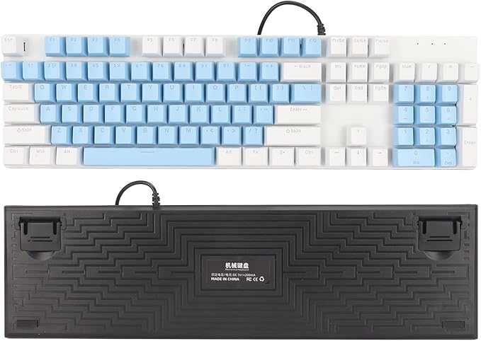 RGB Backlit 104 Keys Mechanical Gaming Keyboard USB Wired Computer Keyboard 28 Backlight Modes for Windows 2000 for Vista (Blue and White)