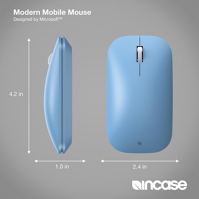 Incase Modern Mobile Mouse – Designed by Microsoft – Lightweight Precision Navigation Right/Left Hand Use Scroll Wheel BlueTrack Technology Wireless Bluetooth for Mac/Windows/8/10/11 (Sapphire)