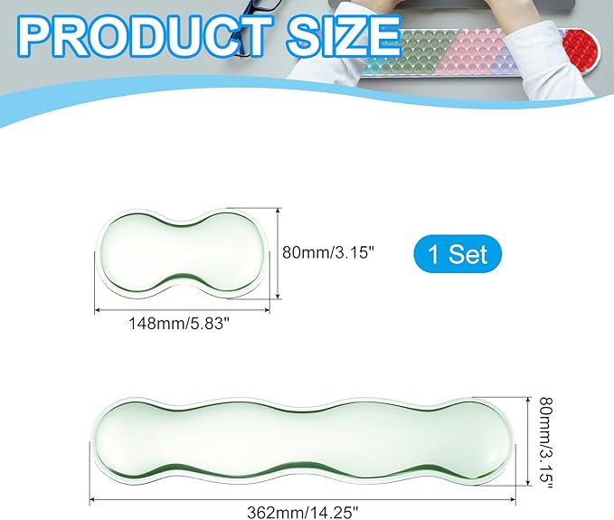 PATIKIL Gel Wrist Rest Ergonomic Silicone Gel Mouse Pad Mouse Wrist Support Cool Touch Cushion for Mouse Computer Laptop Home Office WorkPad Set Cyan