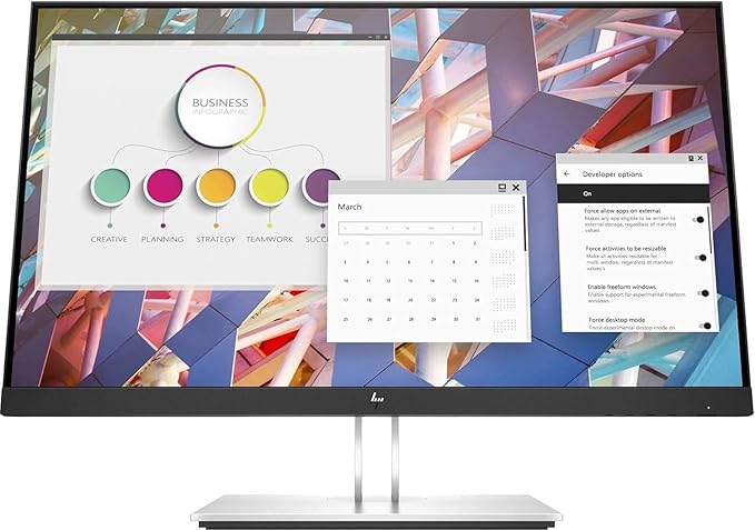 HP EliteDisplay E24 G4 24 Inch IPS LED Backlit FHD 1920 x 1080 Blue Light Filter HDMI VGA DisplayPort Monitor (Renewed)