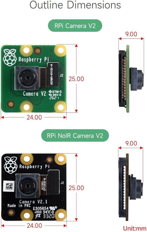 RPi Camera V2 Kit for Raspberry Pi Official Module 8-megapixel Sensor 3280×2464 1080p V2.1 for Raspberry Pi 5 4 3 Model B B+ Zero CM3/3+/4 Jetson Nano VisionFive2