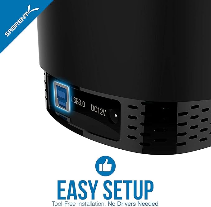 SABRENT USB 3.0 4-Bay 2.5” SATA SSD and HDD Docking Station with Cooling Fan Tool-Free Supports Up to 4X 16TB 5Gbps Transfer for SATA 2.5” SSD/HDD (Up to 12.5mm) USB 3.0 Compatible - (DS-4SSD)