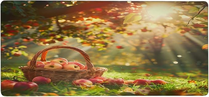 Grass Fruit Tree Apple Large Mouse Pad Gaming Mousepad Desk Mat for Desktop Computer Keyboard Waterproof Mouse Mat Desk Pad with Non-Slip Base for Game School Office Home 35.4 x 15.7