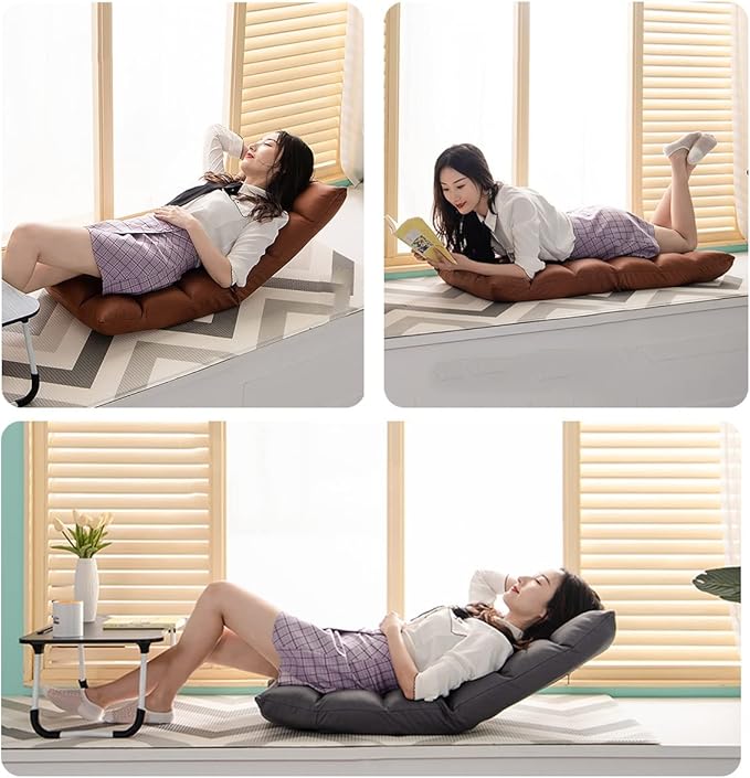 Indoor Reading Chair Bedroom Floor Sofa Chair for Meditation Yoga GamesAdjustable 5 Angles Padded Single Sofa Bed ChairSuitable for Small Rooms (Color : Yellow)