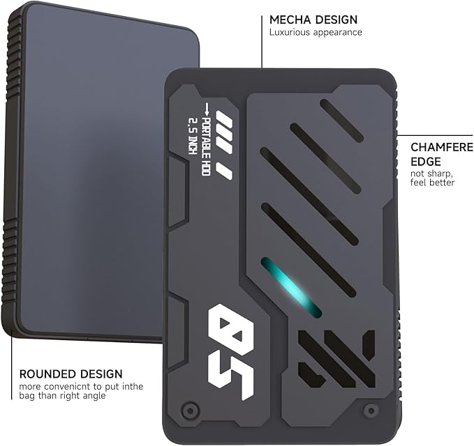 Pffiocix 2.5-Inch Portable External Hard - Fast USB 3.0 Aluminum Alloy Gamers Professionals - 160GB 1TB Storage Options(500GB)