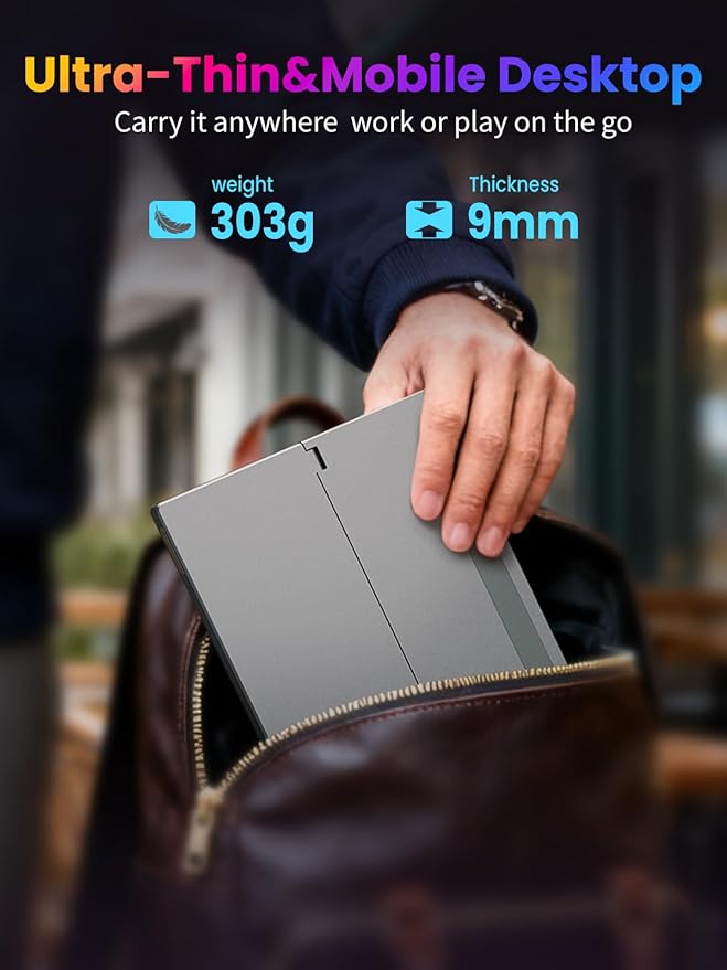Portable Monitor with Stand 10.5” Ultra Slim Mini 16:10 FHD 178° Wide View1500:1100% sRGB Eye-Care USB-C &amp HDMI Secondary Monitor for Raspberry Pi 3B/Switch/PS4/PS5/Phone