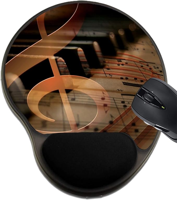 MSD Mousepad Wrist Rest Protected Mouse Pads/Mat with Wrist Support Design for Music Background Art Musical Texture Note Yellow Old Melody Abstract Color