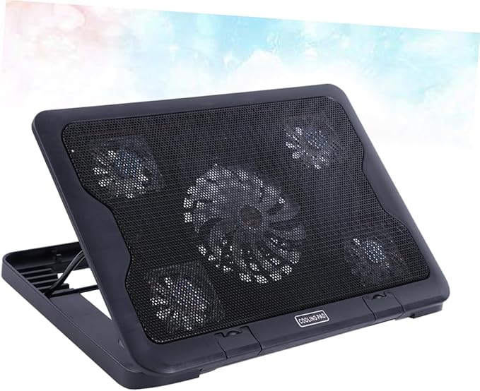 USB Laptop Cooling Pad Adjustable Height Fans -Skid Design and Dual USB Ports Multi-Angle Notebook Cooler Stand for Heat Dissipation Black