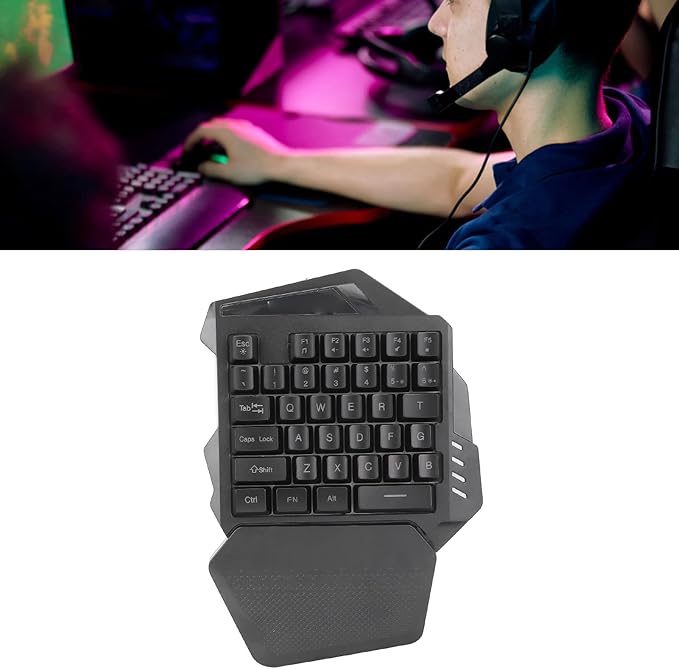 One Handed RGB Mechanical Gaming Keyboard 35 Keys Type C Professional Gaming Keypad 2.4G Wire Less RGB Lighting ABS 35 Keys Gaming Keyboard Ergonomic for Computer 2000mAh