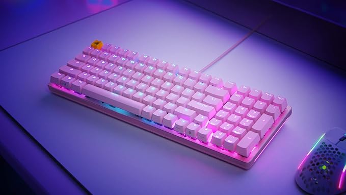 GLORIOUS Gaming - Custom Keyboard - Hot-Swappable Mechanical Switch - Full Size Pink Wired Keyboard - Low Profile - Cherry Mx Style - Double Shot Key Cap &amp Linear Switch