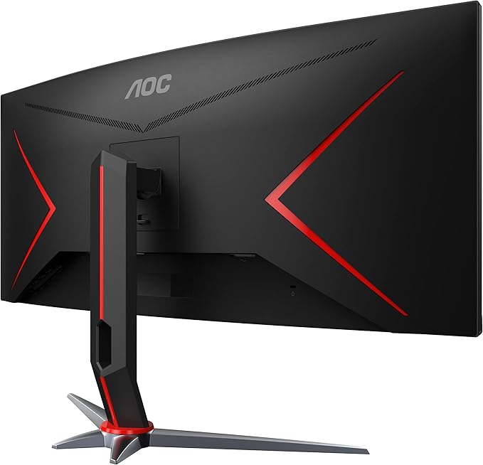 AOC CU34G2X 34 Curved Frameless Immersive Gaming Monitor UltraWide QHD 3440x1440 VA Panel 1ms 144Hz Adaptive-Sync Height Adjustable 3-Yr Zero Dead Pixels Black/Red