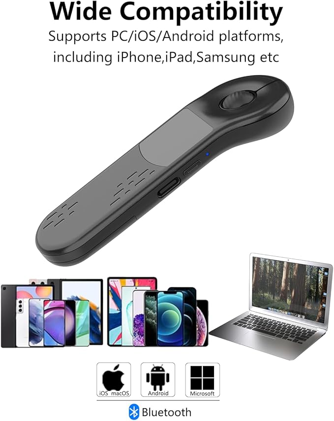 Air Mouse Bluetooth Presenter with Touchpad for PC/iOS/Android Rechargeable Remote Control for PowerPoint/Keynote/TikTok/Camera/Kindle App (Black)