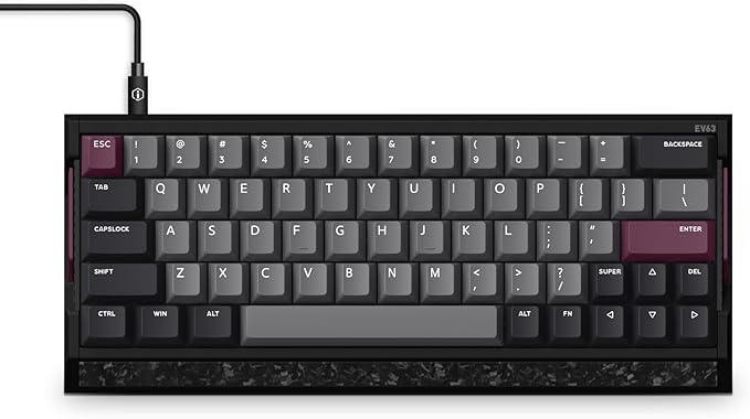 IQUNIX EV63 Hall Effect Magnetic Gaming Keyboard 60% | 0.01mm Rapid Trigger Adjustable Actuation 0.125ms Latency Hot-Swap SOCD RGB Aluminum with Forged Carbon (Violet)