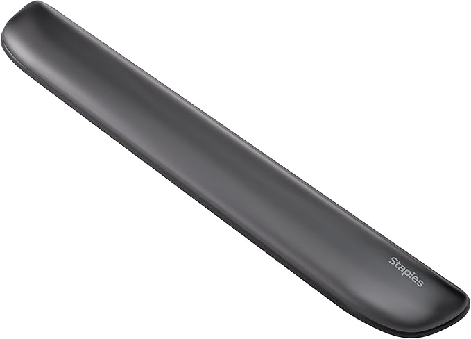 STAPLES Gel Keyboard Wrist Rest Ergonomic Non‑Slip Wrist Support Cushion for Comfortable Typing Durable Gel‑Filled Design Black Crystal