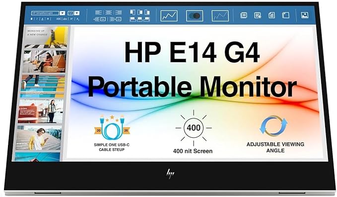 HP 14 FHD IPS Portable Monitor with 5ms Response Time Anti-Glare Flicker Free 400 nits Brightness USB-C &amp Dockztorm USB Port Expander Silver Color