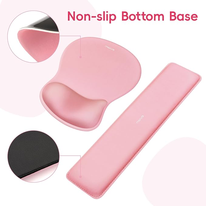 MOSISO Computer Keyboard Stand&ampWrist Rest Support for Keyboard and Mouse Pad Set Ergonomic Mousepad with Concave Curved Memory Foam Easy Typing Non-Slip Pad&ampAcrylic Stand for Home/Office Pi