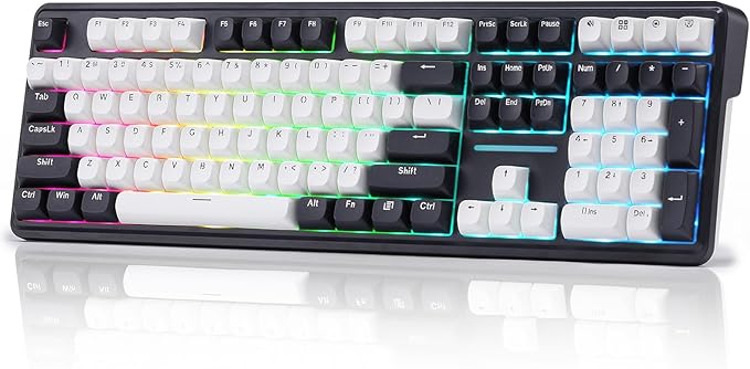 Redragon K745 PRO Wireless Gasket RGB Gaming Keyboard 108 Keys Mechanical Keyboard w/Extra 4 Hotkeys Hot-Swap South-Facing LED Socket 5-Layer Noise Dampening Round PBT Keycaps Mint Mambo Switch