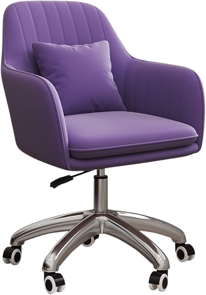 Adjustable Office Computer Chair with Armrest Office Chairs Furniture Swivel Computer Chair Creative Pink Gaming(Purple-Silver)