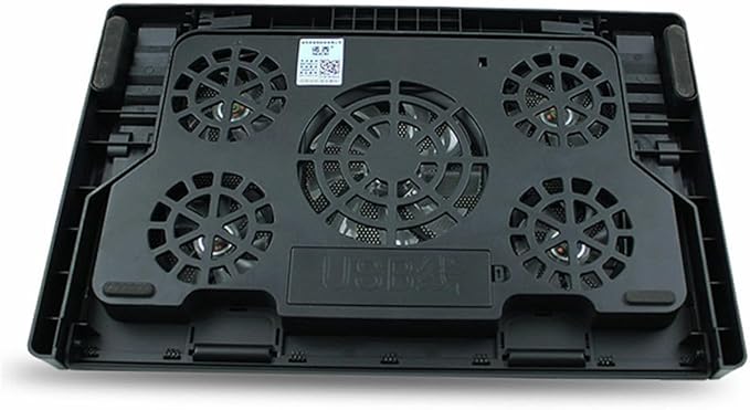 USB Laptop Cooling Pad with 5 Fans Multi-Angle Adjustable Cooler Stand Anti-Skid Laptop Cooler Base for Gaming and Office Use Black