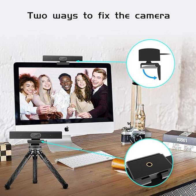 JACKLY Conference Room Camera with Microphone and Speaker Wide Angle USB Video Conference Camera for Mac PC Laptop Desktop (Black with Inverted Phase)