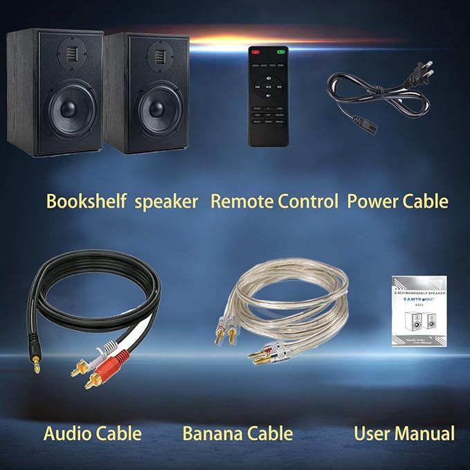 6.5 Power Bluetooth Bookshelf Speakers Pair with 4 inches Air Motion Tweeter Near Field Studio Monitor Speaker Bluetooth V5.0RCAOptHMDI(ARC)USB and Remote Control (6.5 inches)