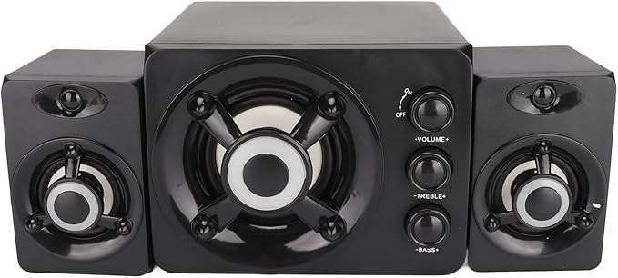 SUNGOOYUE Computer Speaker 2.1 USB Powered Stereo Subwoofer with RGB LED Light and Volume Control for PC Laptop Mobile Phone Tablet (New Version Black)