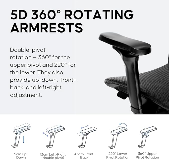 Anda Seat X-Air Ergonomic Gaming Chair - Breathable All-Mesh Office Chair with 4D Adjustable Armrests Lumbar Support &amp Headrest - 265 lbs Max Space Black