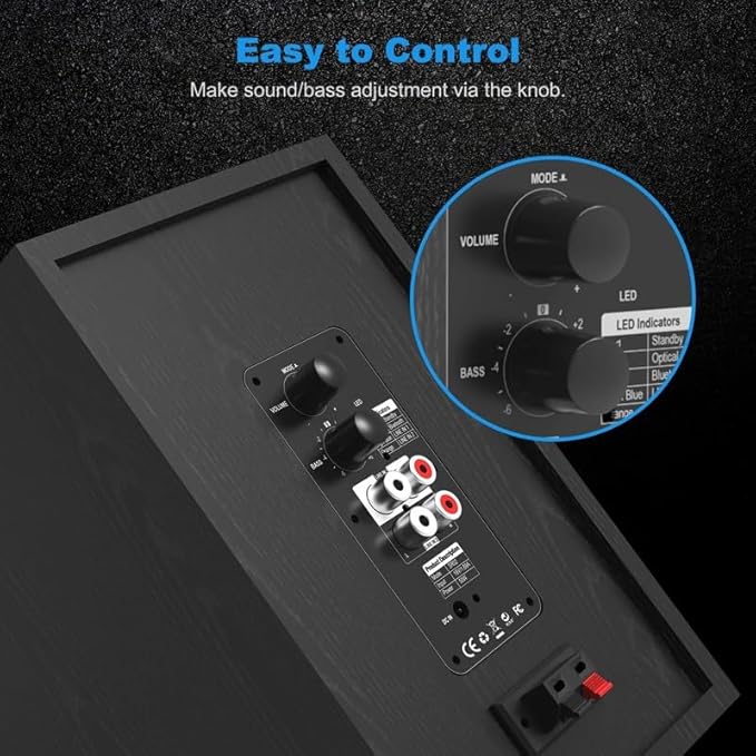 JSEIAJB 60W 2.0 HiFi Speaker Bookshelf Speaker Sound System Music Speakers for TV Computer Soundbar
