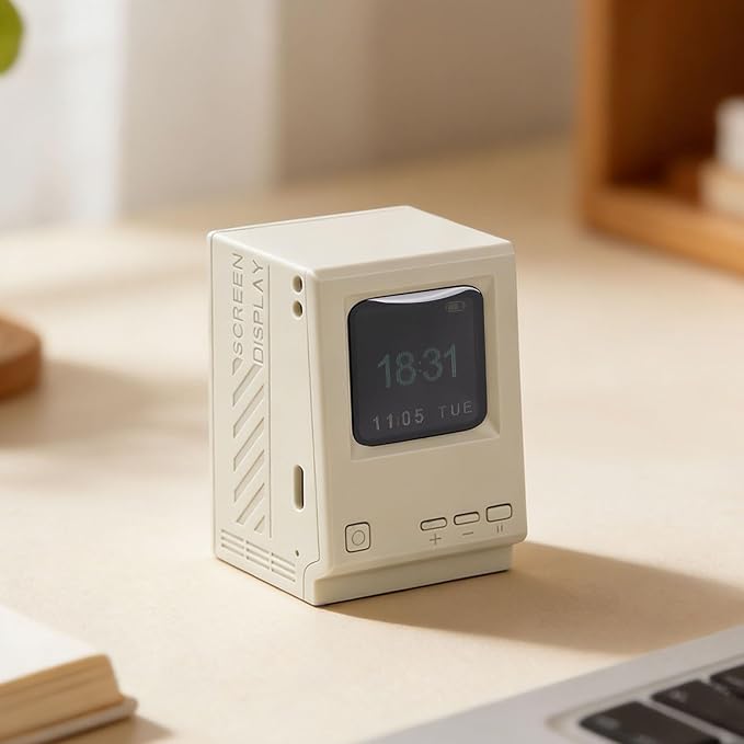 Yosoo Retro Computer Speaker Clock Portable Mini Speaker with USB Charging and Digital Clock Display for Desktop and Outdoor Use