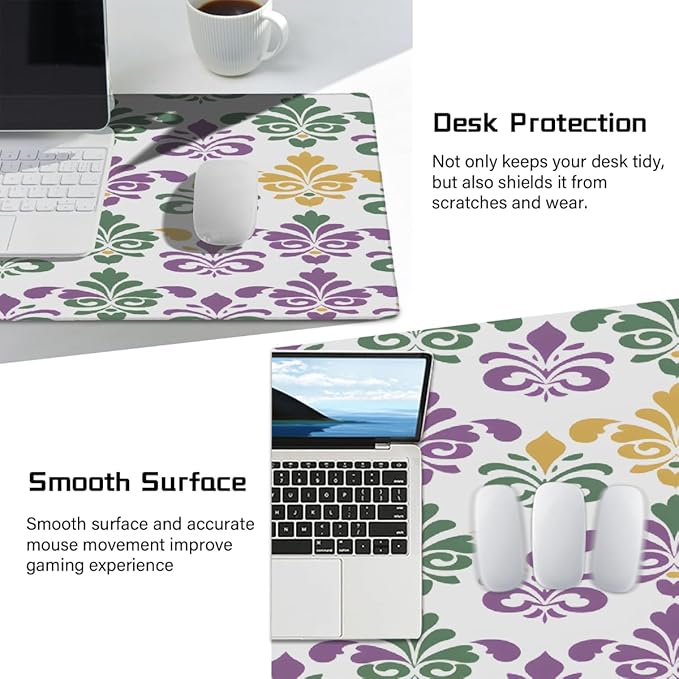 Large St. Patrick's Day Mouse Mat Computer Mousepad with Non-Slip Rubber Base Waterproof Mouse Pad Desktop Keyboard Pad for GamerHome School Laptop Office Accessories16x35.5inA (88)