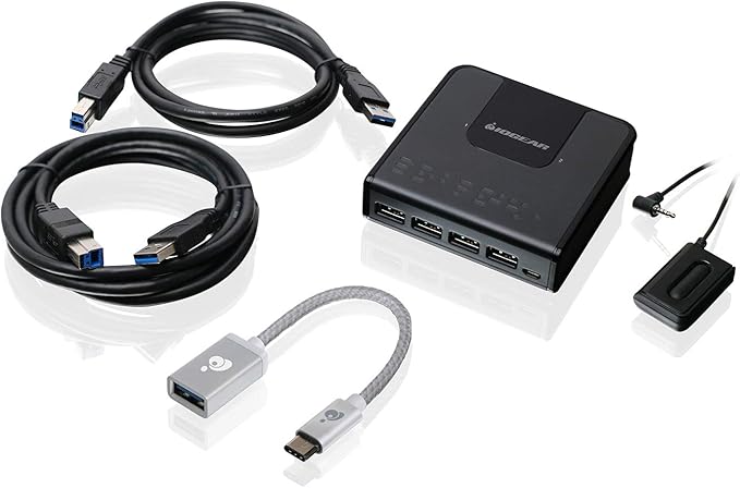 IOGEAR 4x2 USB 3.0 Peripheral Sharing Switch with USB-C Adapter GUS432CA1KIT