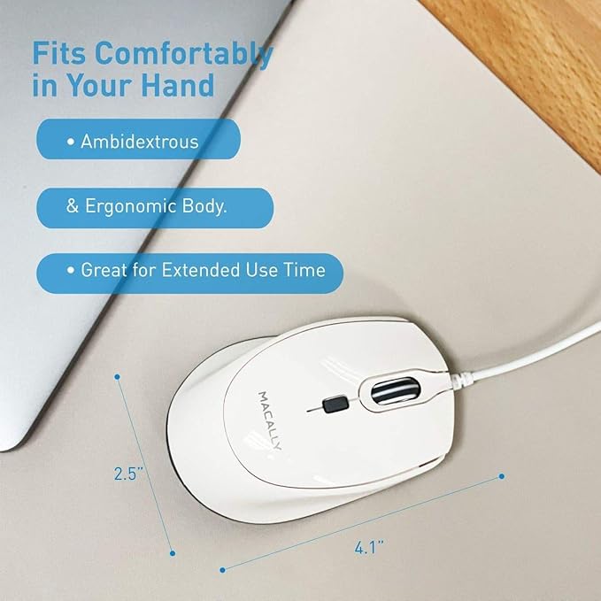 Macally USB C Wired Mouse and an Adjustable Vertical Laptop Stand Universally Designed for Any Laptop