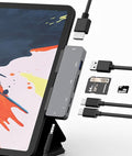 Adapter for iPad Pro USB C Hub M4 M2 M1/iPad Air 4/5/6/iPad Mini 6 7in1 Adapter with 4K HDMI3.5mm JackUSB3.0PD 100WSD/TFUSB-C 3.0 DataiPad Accessories