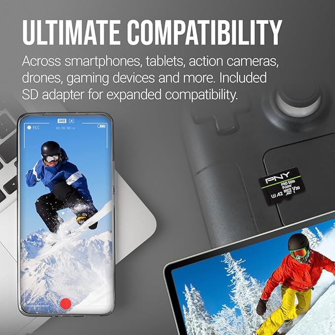 PNY 128GB PRO Elite Prime C10 U3 V30 A2 microSDXC Flash Memory Card – Ultra-Fast Speeds Read 200MB/s Write 150MB/s 4K UHD Full HD UHS-I for Smartphones Drones Action Cameras 2-Pack