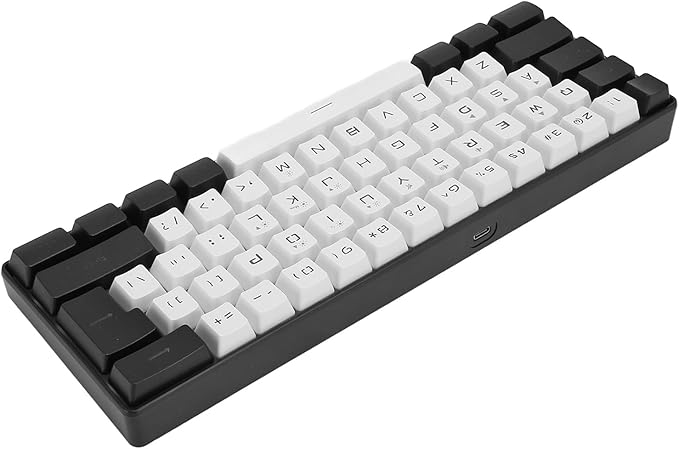 Wired Gaming Keyboard Small Compact 61 Keys Ergonomic Keyboard with LED Backlight for Office Business Travel Use (White)